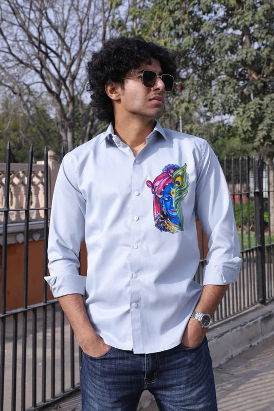 Krishna Printed Grey Shirt