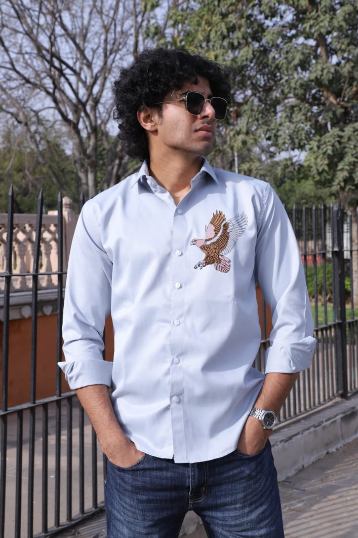 Eagle Embroidered Grey Shirt