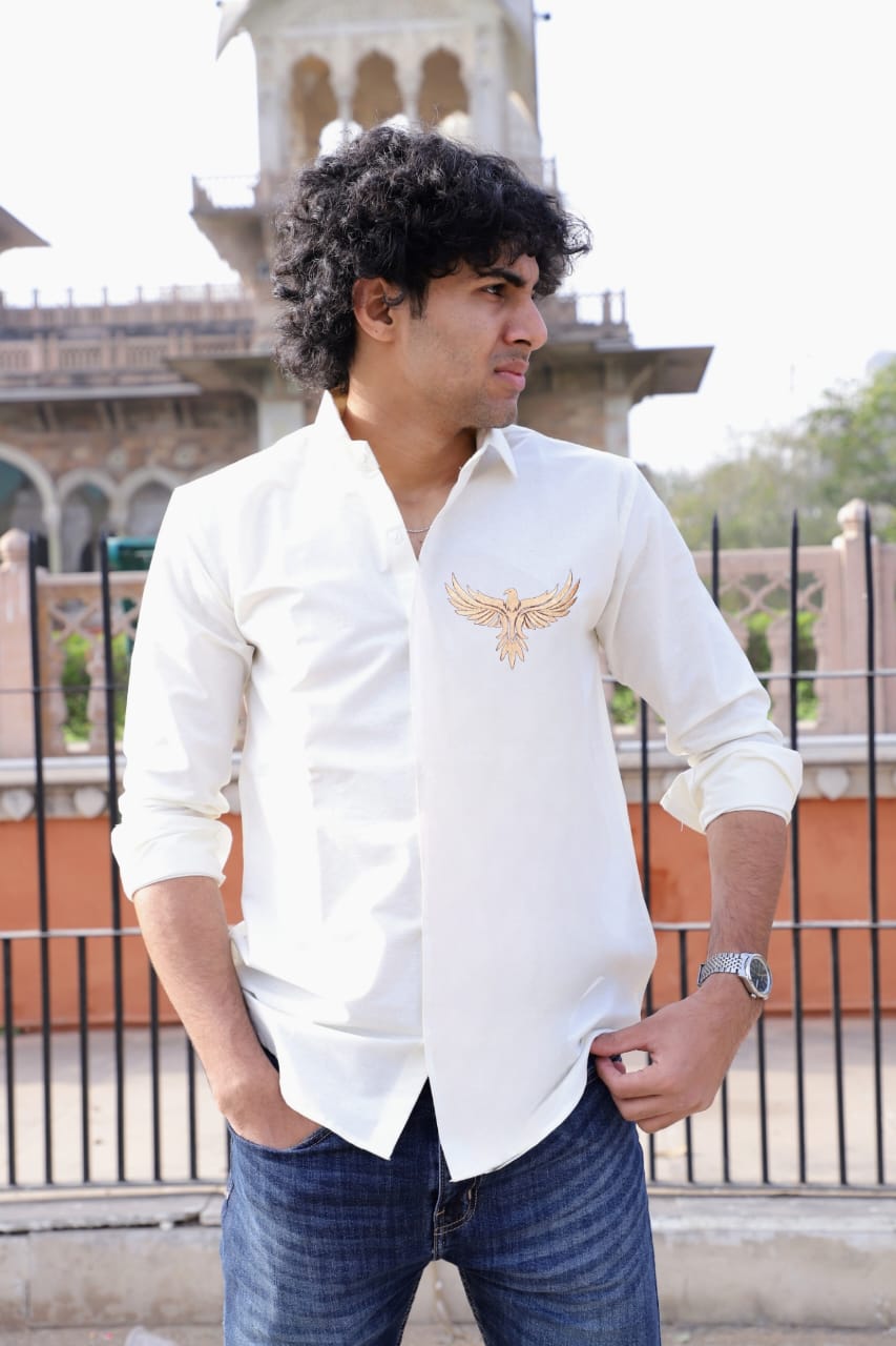 Falcon Embroidered White Shirt