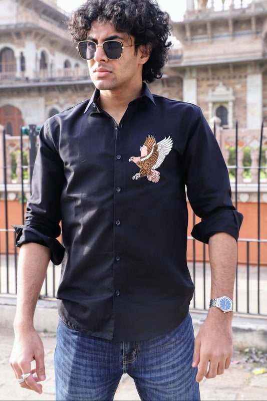 Eagle Embroidered Black Shirt