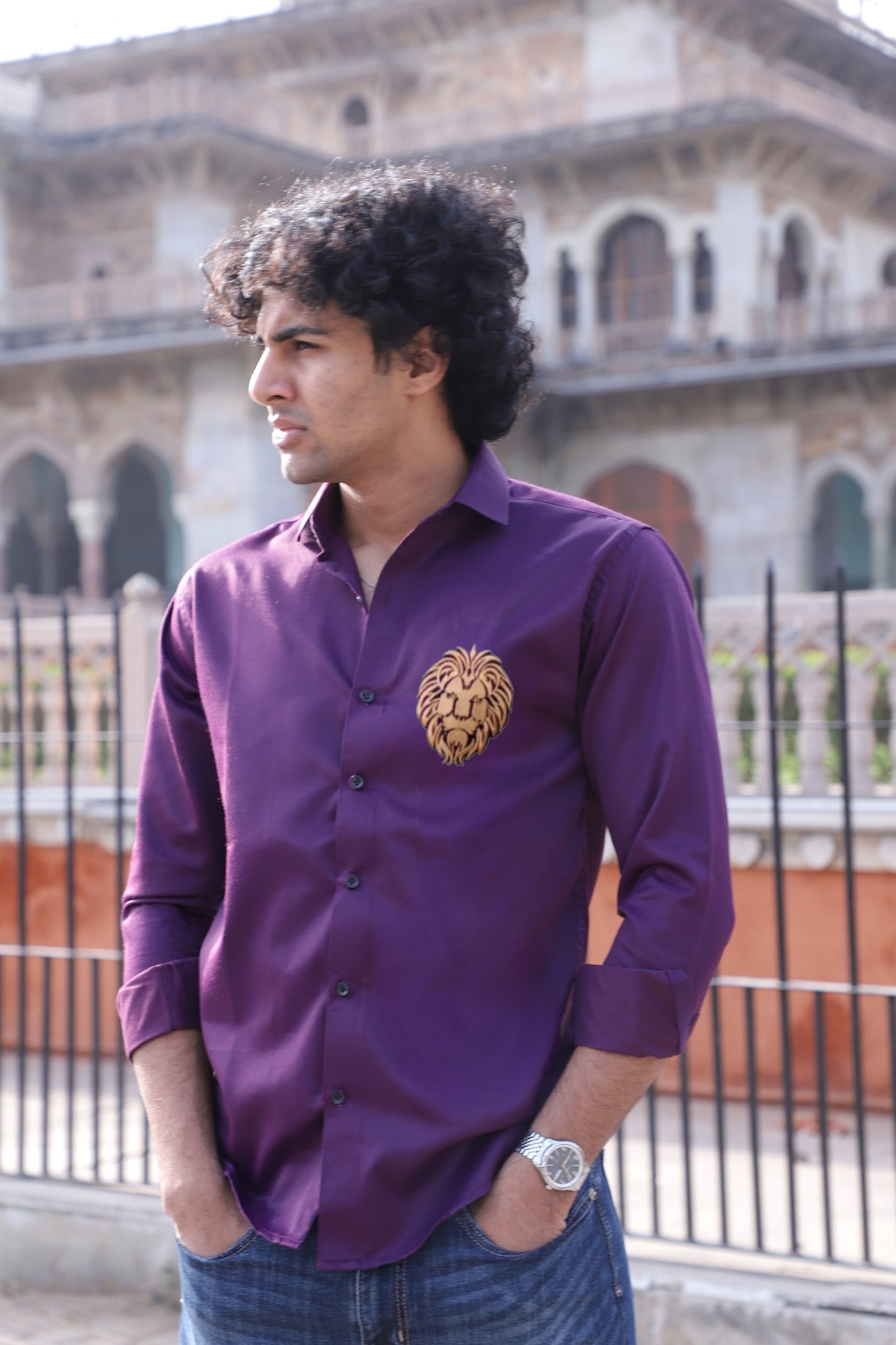 Mufasa Embroidered Wine Shirt