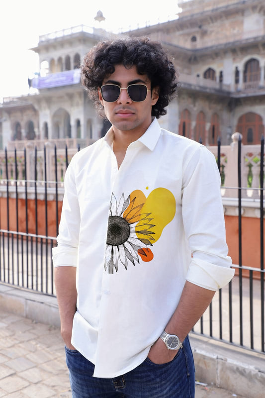 Sunflower Printed White Shirt