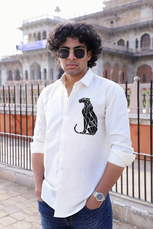 Panther Printed White Shirt