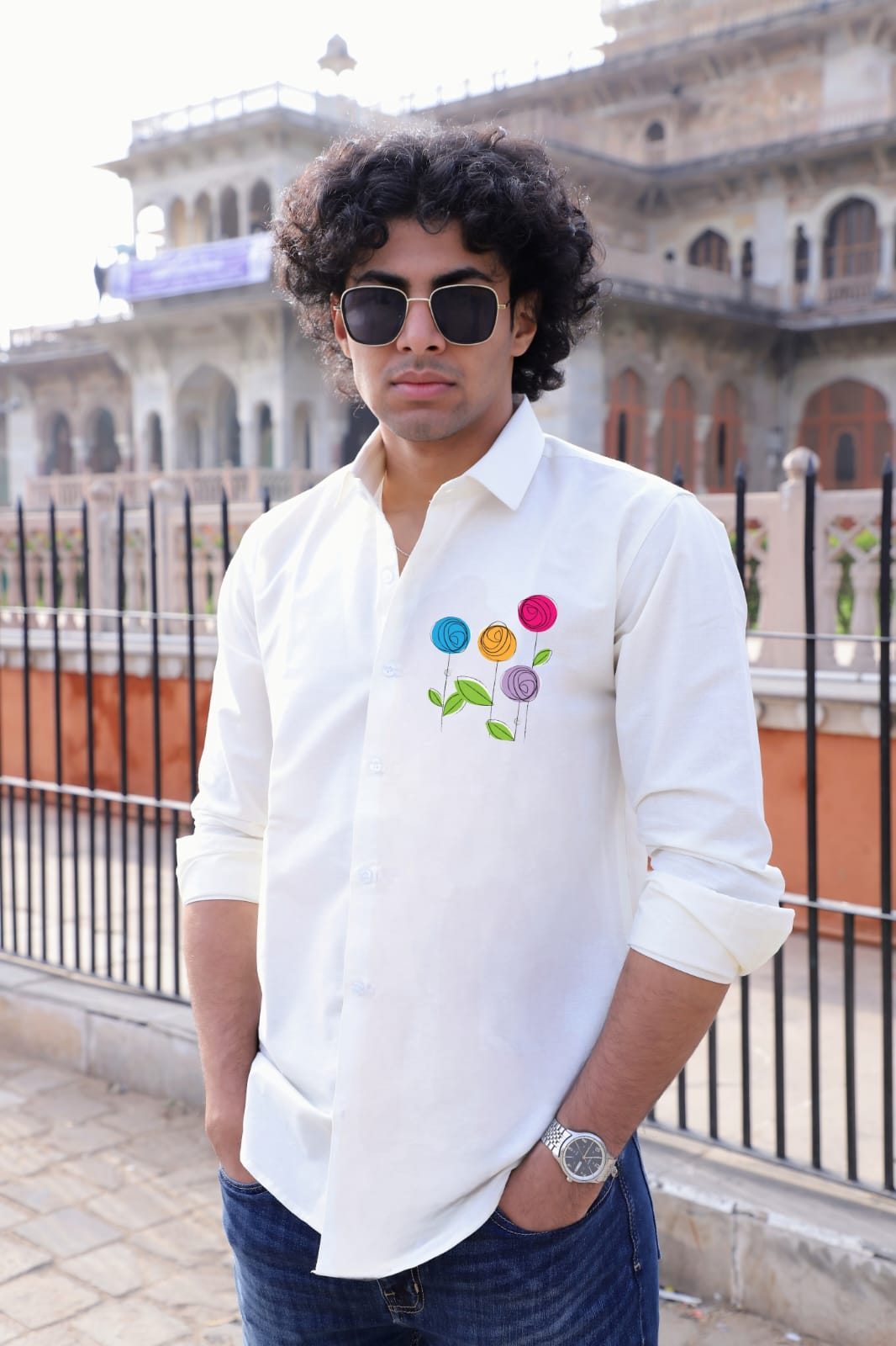 Bunch Of Flower Printed White Shirt