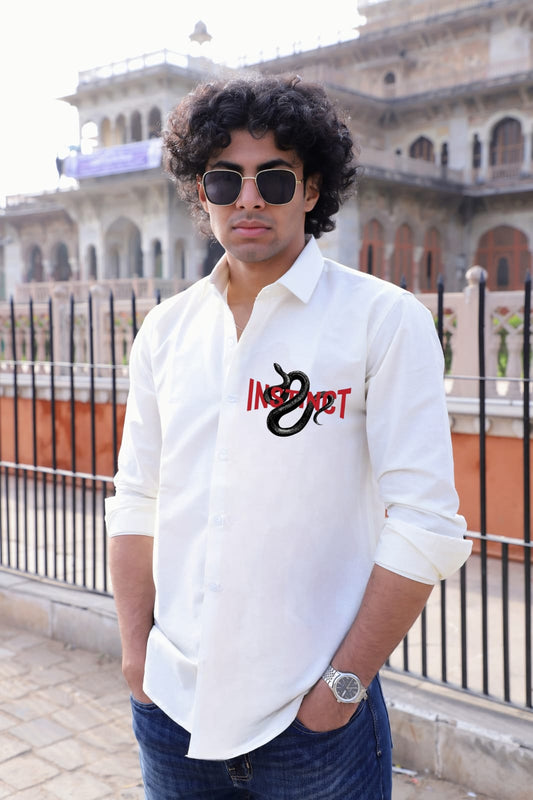 Instinct Printed White Shirt