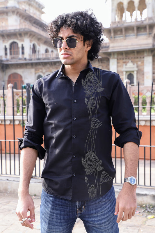 Lotus Black And White Printed Shirt