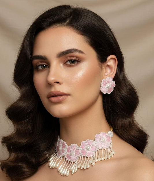 Pink Pearl Embellished Necklace