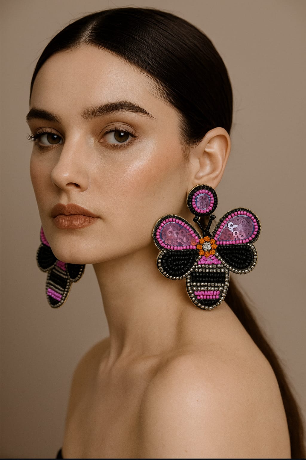 Midnight Butterfly Handmade Earring