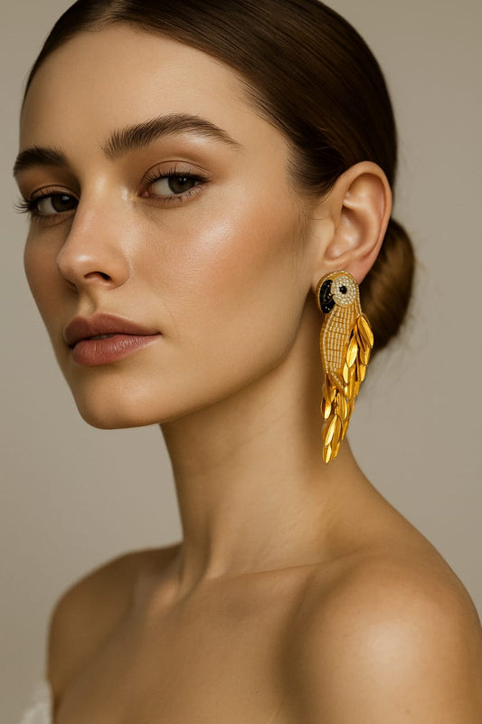 Golden Bird Handmade Earring