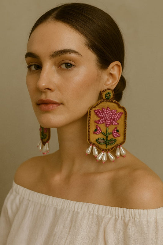 Rose Cascade Handmade Earring