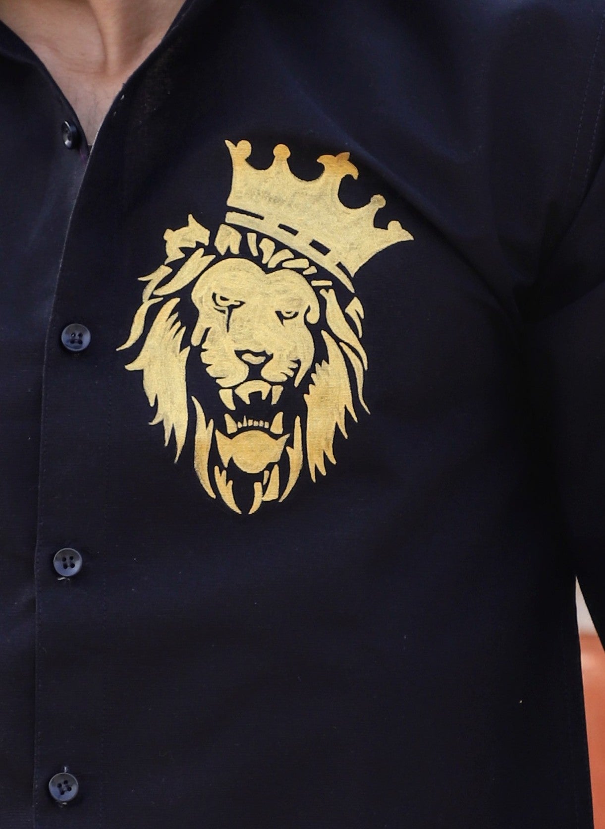 Black Lion Hand Painted Shirt