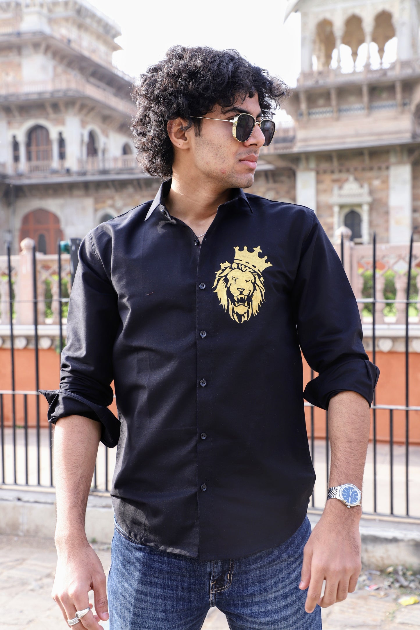 Black Lion Hand Painted Shirt