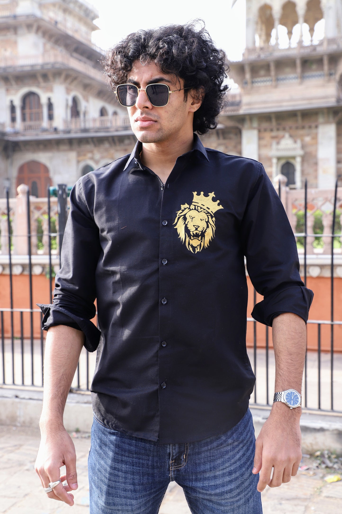 Black Lion Hand Painted Shirt