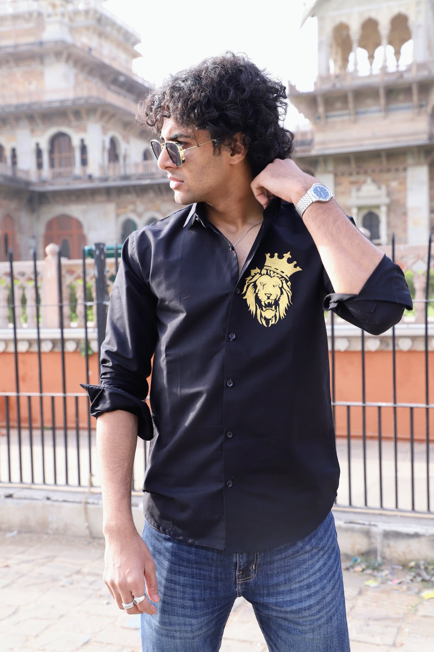 Black Lion Hand Painted Shirt