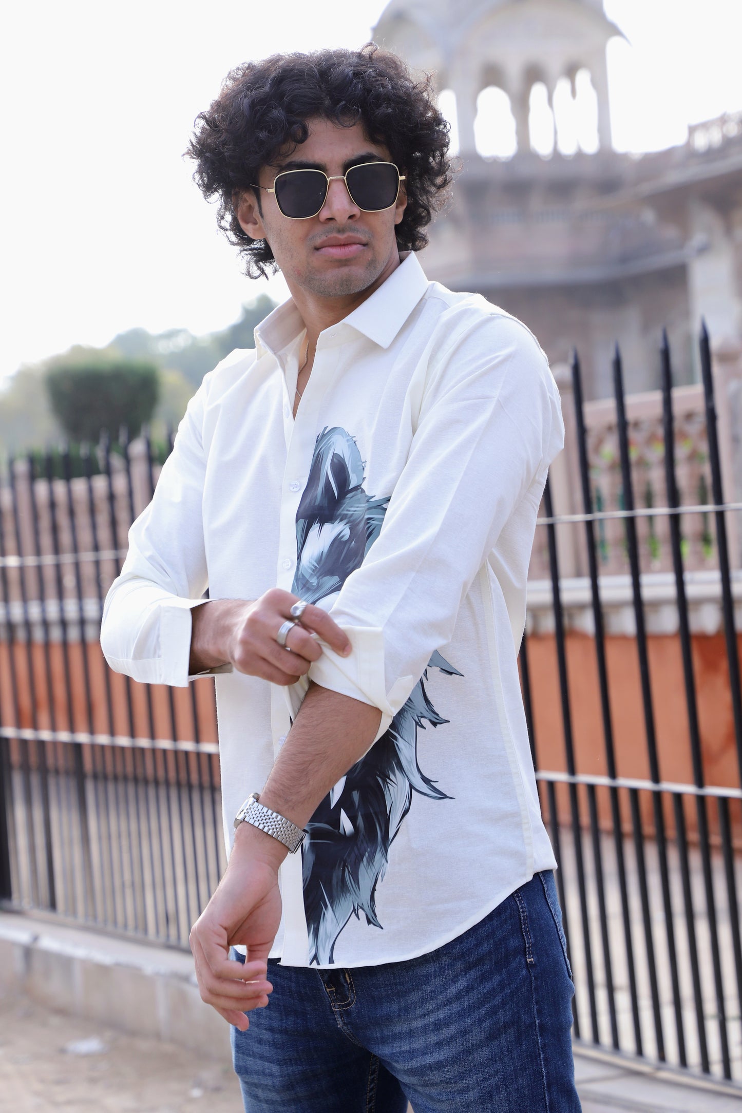 White Lion Printed Shirt