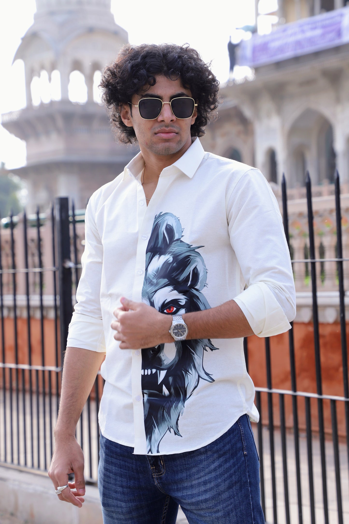 White Lion Printed Shirt