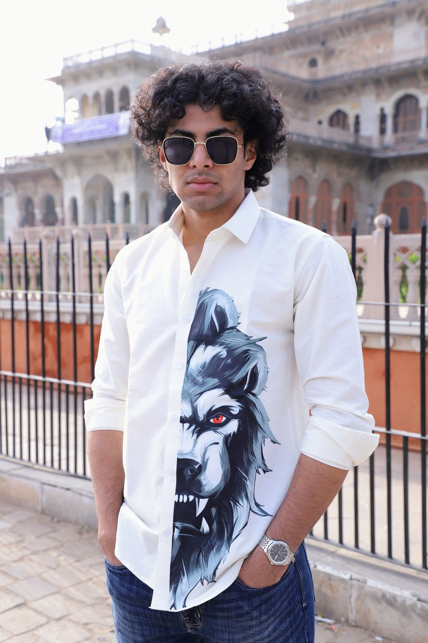 White Lion Printed Shirt