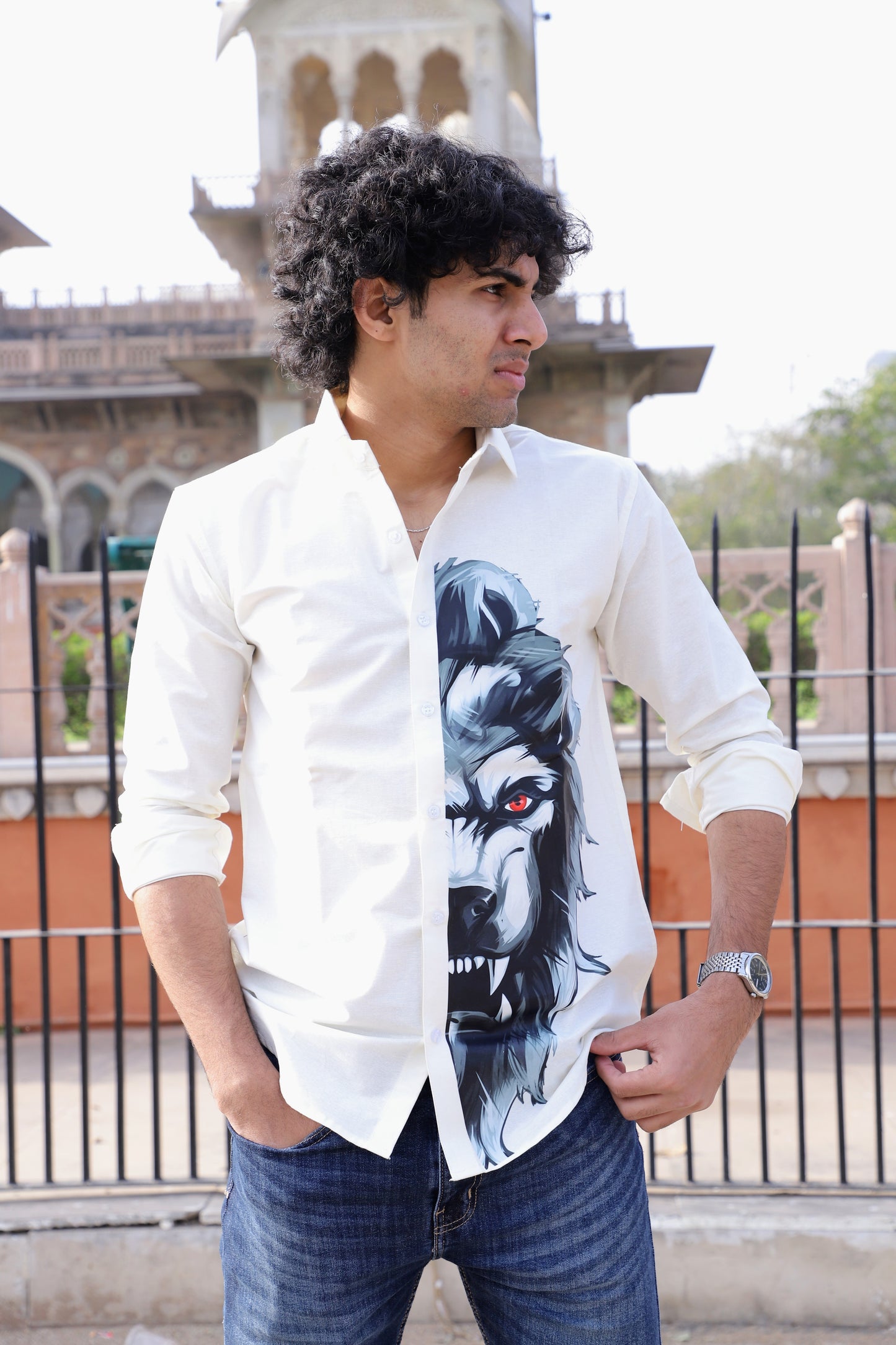 White Lion Printed Shirt