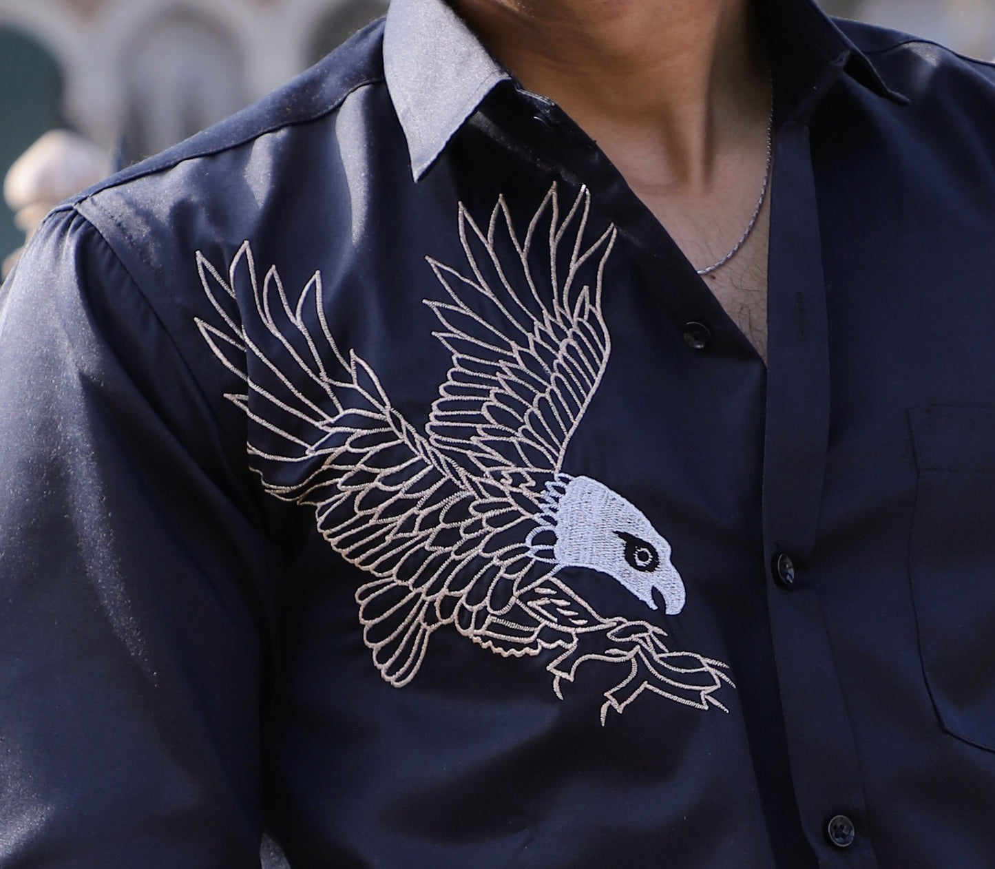 Black Eagle Attack Embroidered Shirt