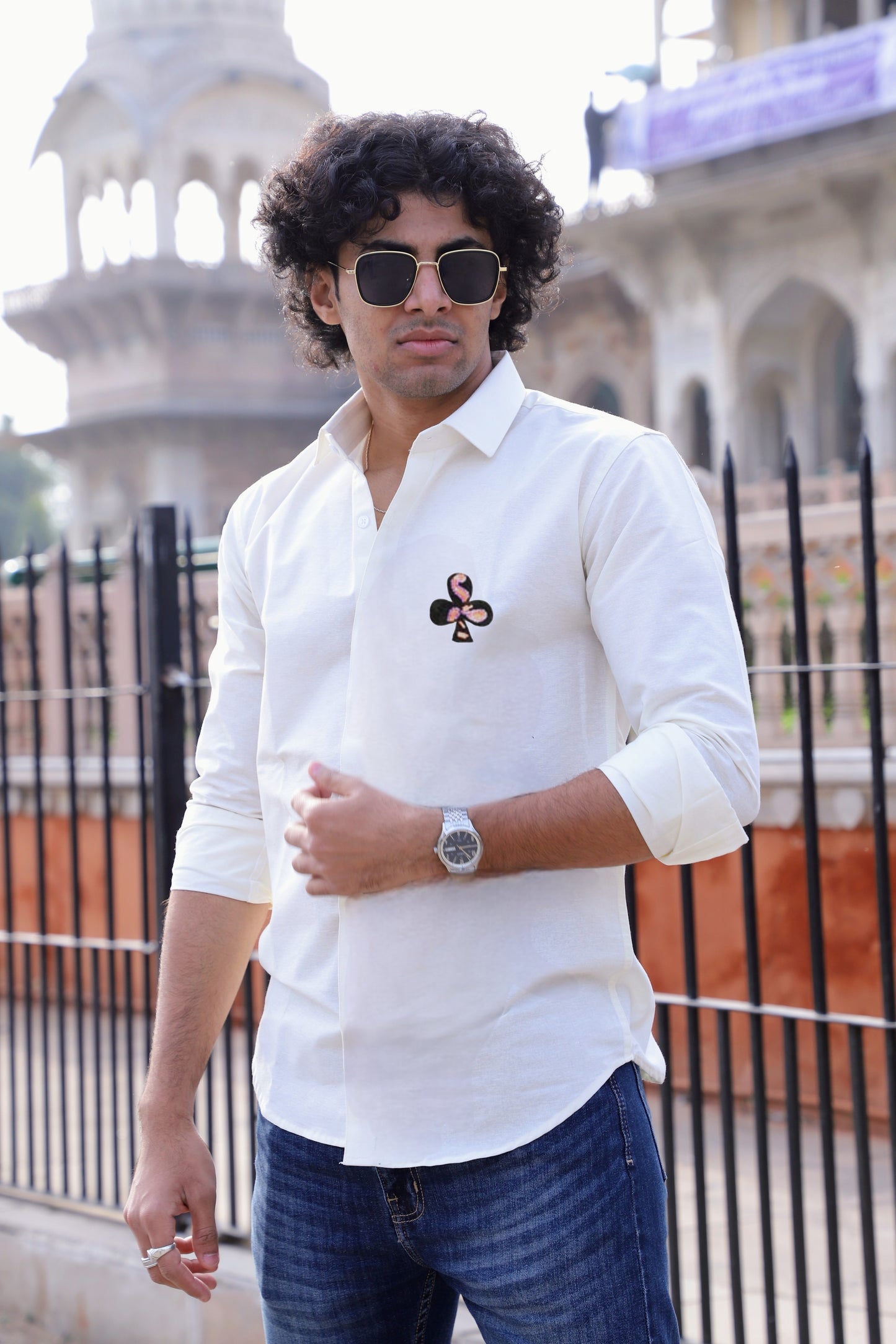 Embroidered Club White Shirt