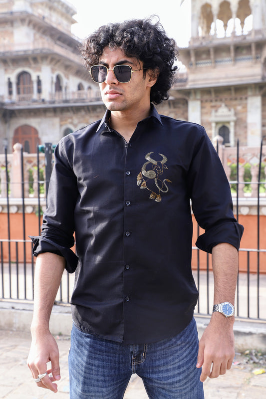 The Silver Golden Bull Black Shirt