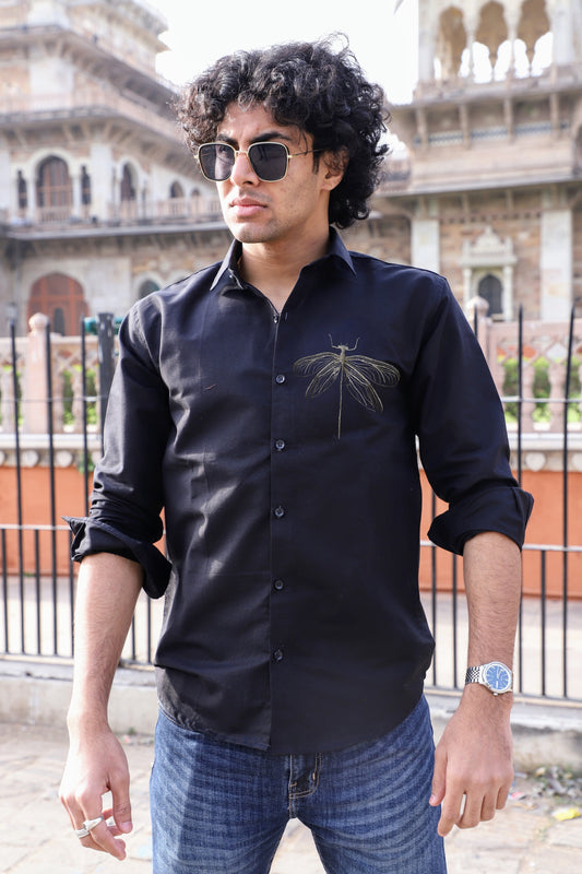 The Elegant Golden Beetle Black Shirt